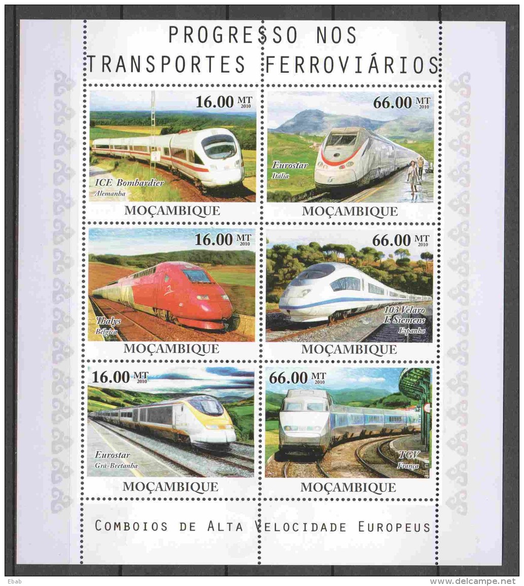 Mocambique 2010 Kleinbogen Mi 4186-4191 MNH TRAINS - Treinen