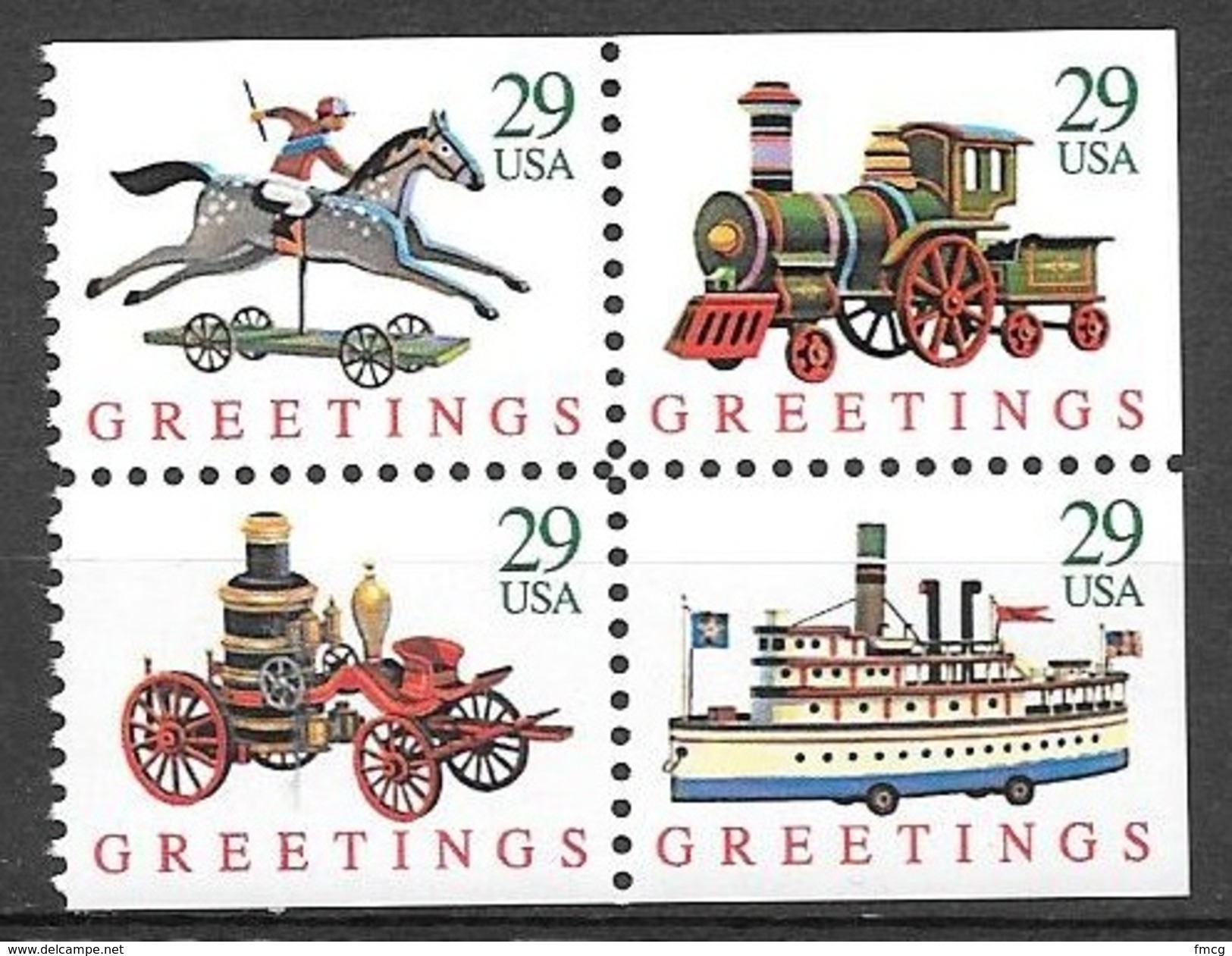 1992 29 Cents Christmas Greetings, Set Of 4 Different From Booklet, Never Hinged - Unused Stamps