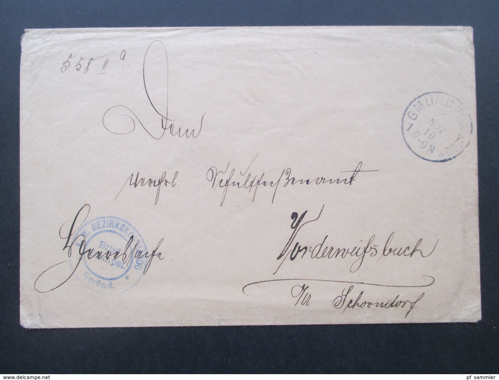 AD Württemberg 1910 Dienstpost / Militärpost K.W. Bezirkskommando Gmünd Briefstempel. Gmünd (Schwäbisch) - Storia Postale