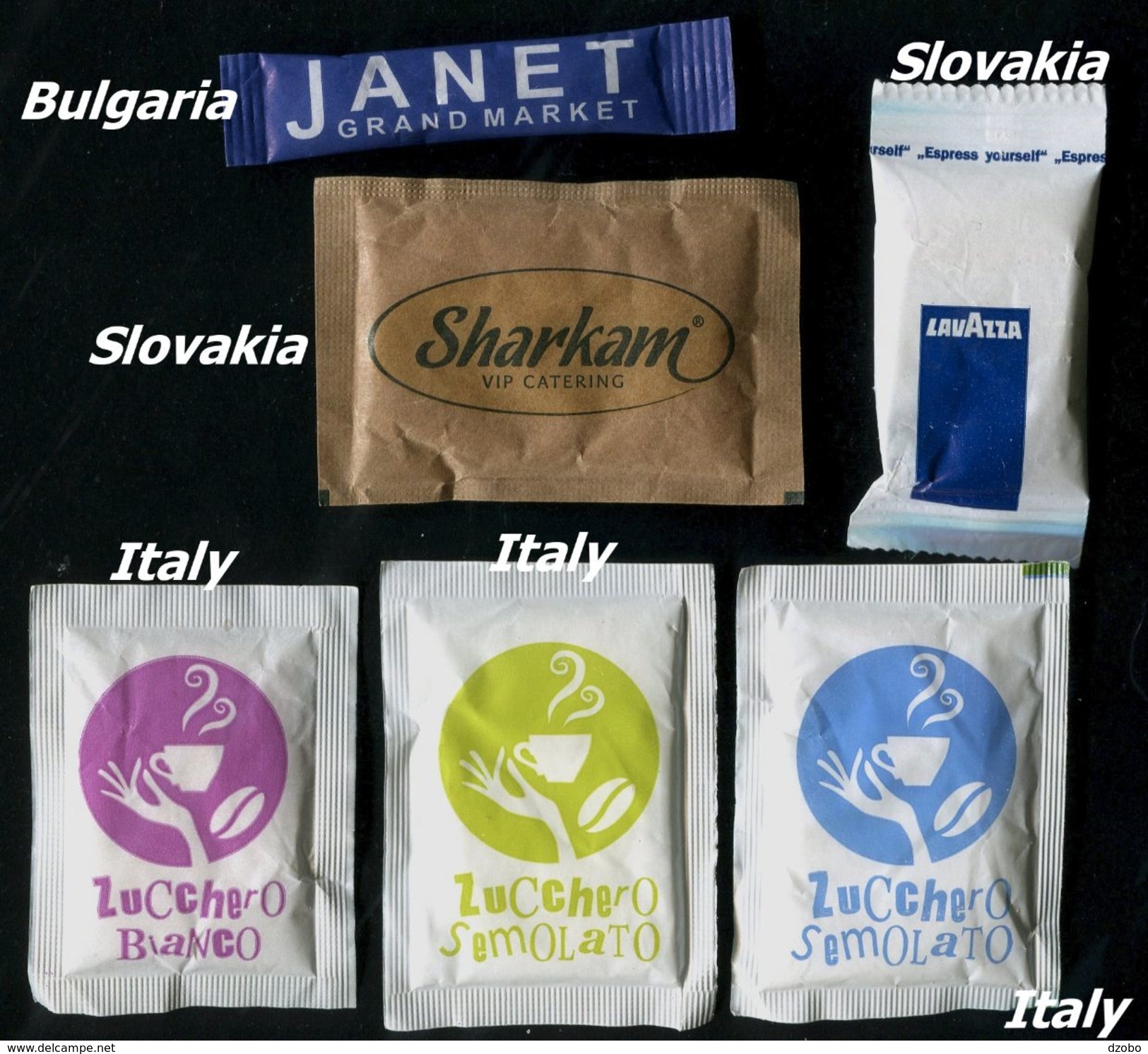 13 PARTIA-Lot MIX (Slovakia, Italy, Bulgaria) Sugar-Zucker-Sucre-Azucar 6 Pcs Mint - Zucchero (bustine)