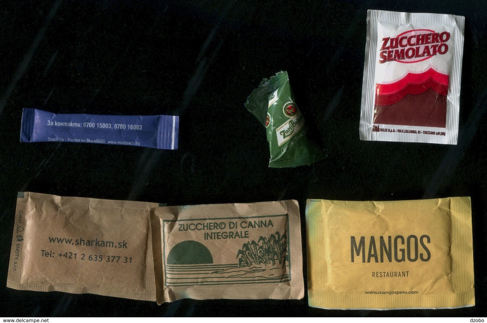 25 PARTIA-Lot MIX (Italy, Bulgaria, Slovakia, Peru) Sugar-Zucker-Sucre-Azucar 6 Pcs Mint - Zucchero (bustine)