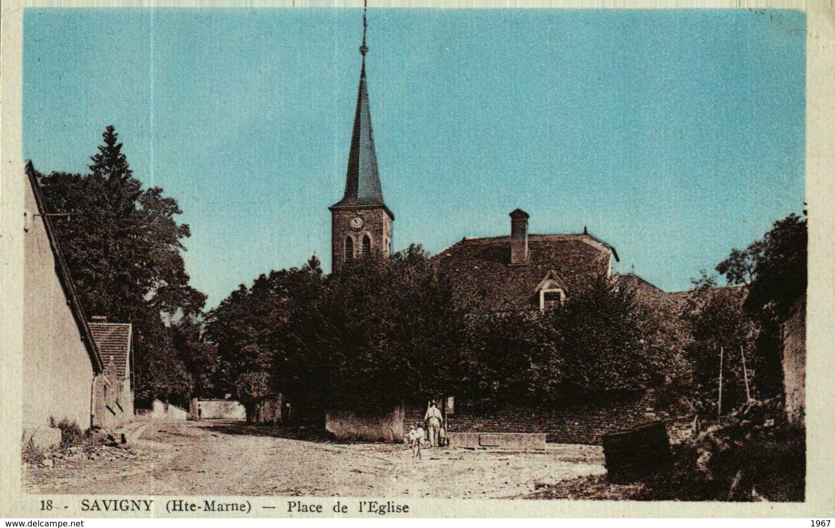 Carte Postale Colorisée  (52)    SAVIGNY  -  Place De L'Eglise - Autres & Non Classés