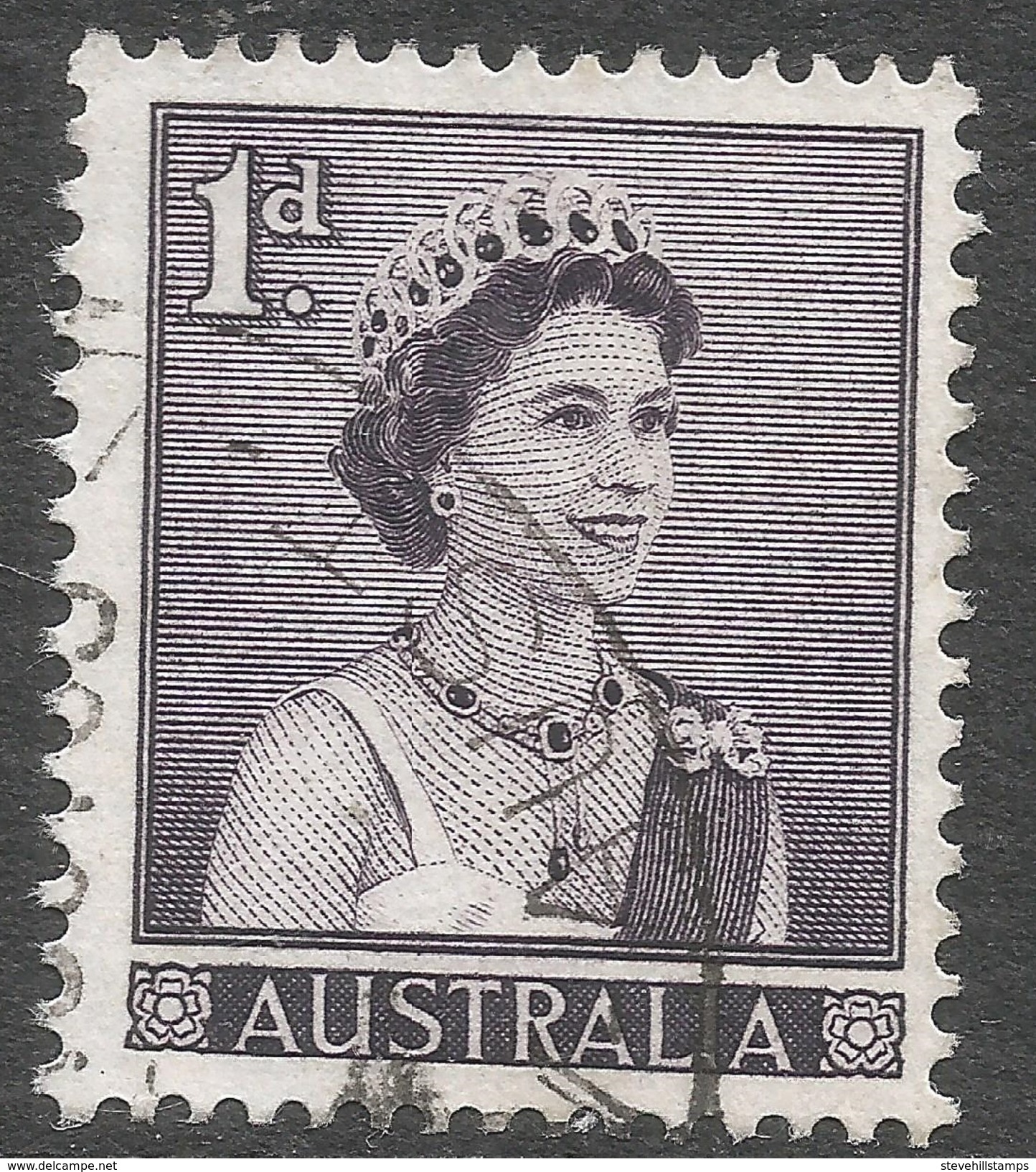 Australia. 1959-63 QEII Definitives. 1d Deep Slate Purple Used. SG 308 - Used Stamps