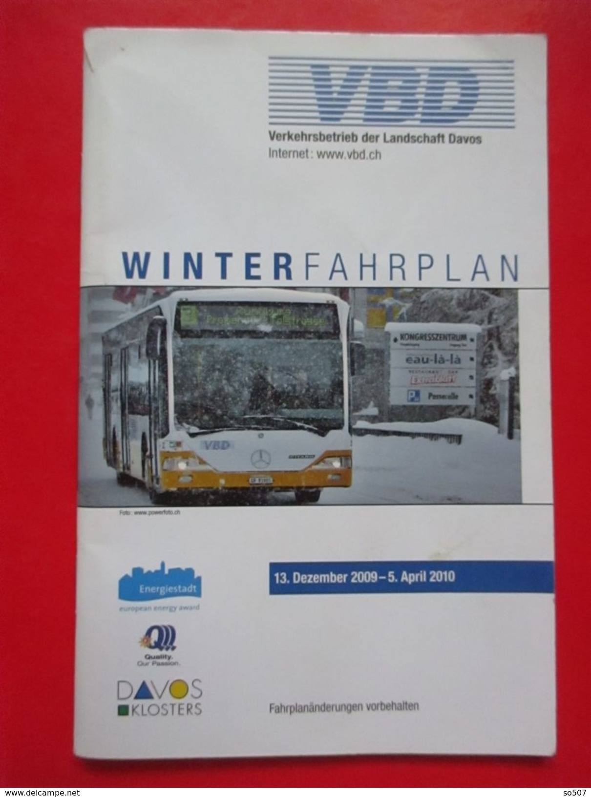 Timetable,VBD,Davos,Switzerland,Swiss-For Winter 2009/10. And Sammer 2010 - Europe