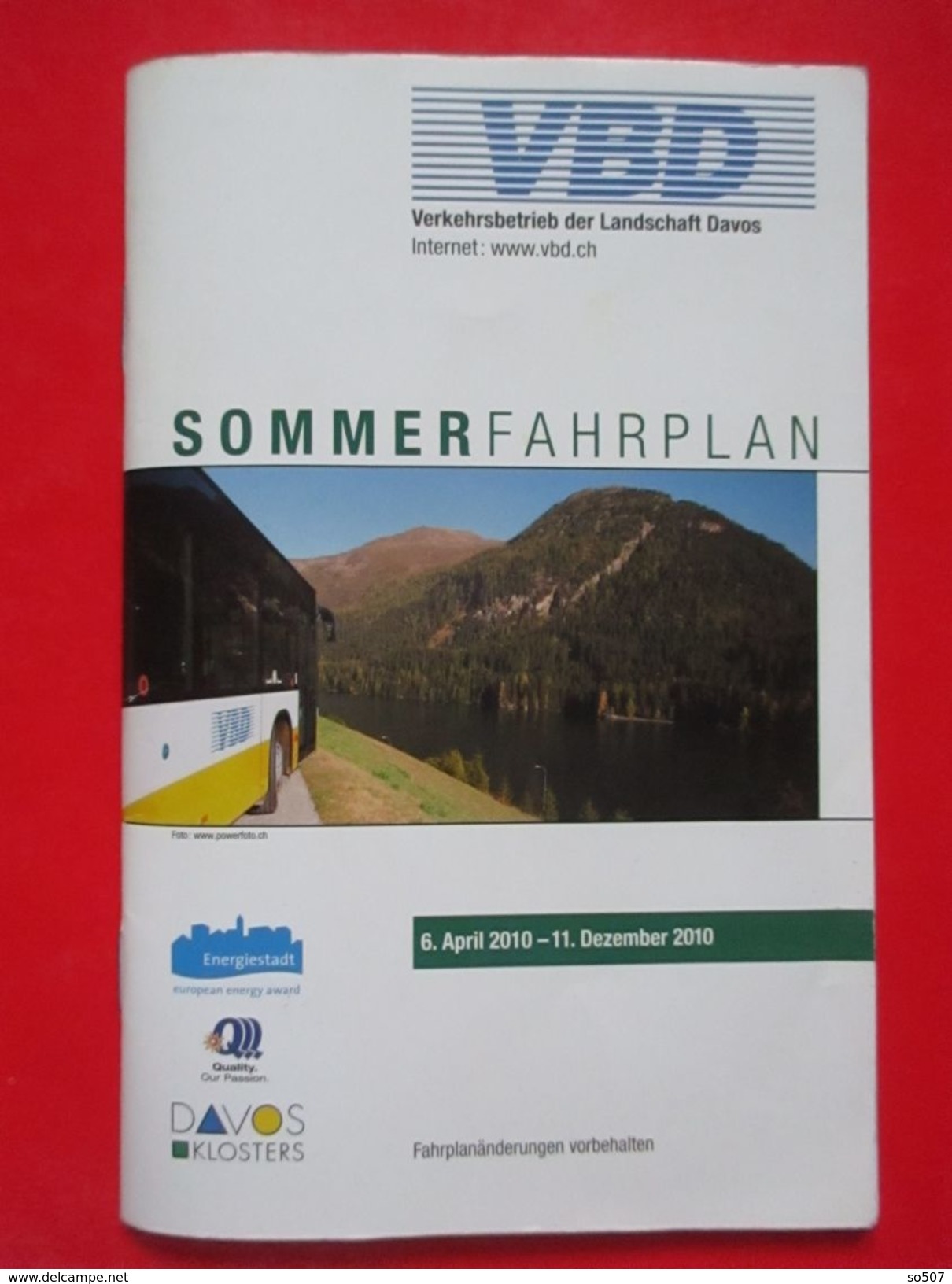 Timetable,VBD,Davos,Switzerland,Swiss-For Winter 2009/10. and Sammer 2010