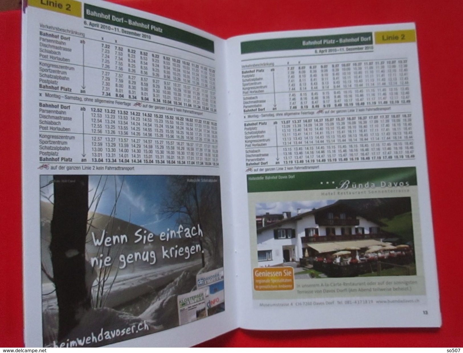 Timetable,VBD,Davos,Switzerland,Swiss-For Winter 2009/10. and Sammer 2010