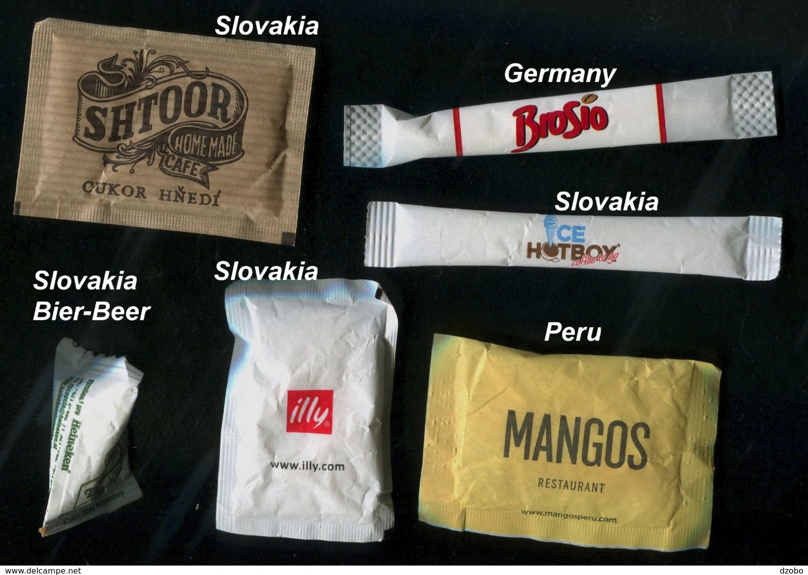 34 PARTIA-Lot MIX (Slovakia+beer, Germany, Peru) Sugar-Zucker-Sucre-Azucar 6 Pcs Mint - Azúcar