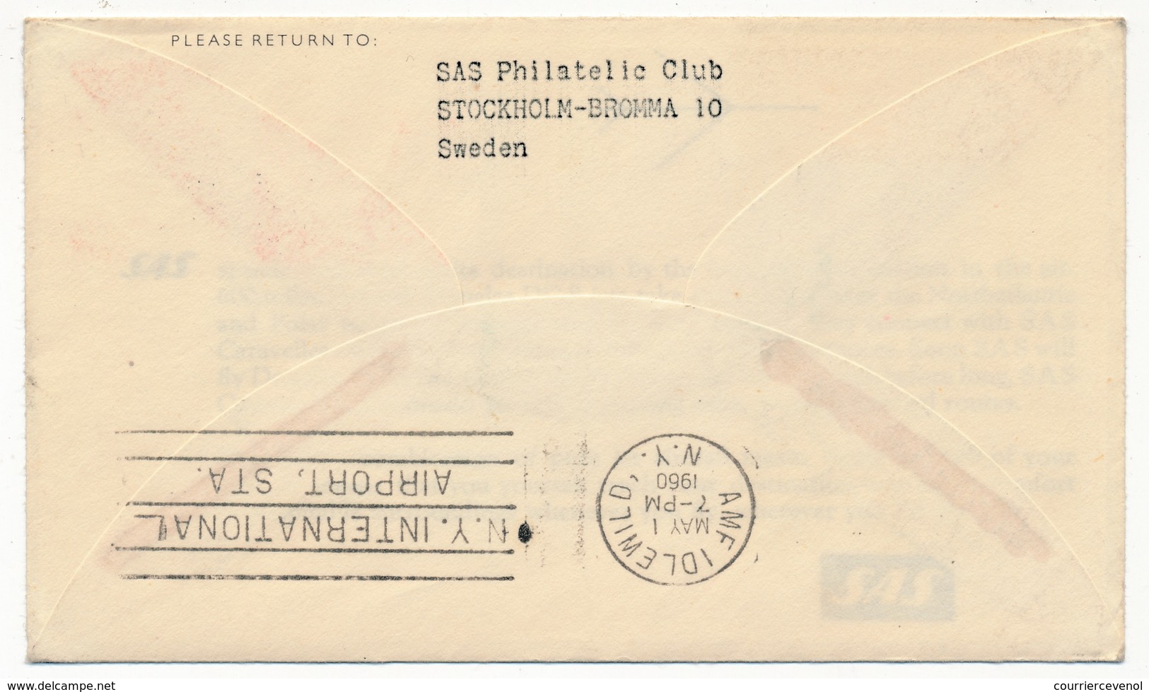 SUEDE - Premier Vol SAS Douglas DC 8 Jet Fligt SCANDINAVIA => NEW YORK - STOCKHOLM 1/5/1960 - Storia Postale