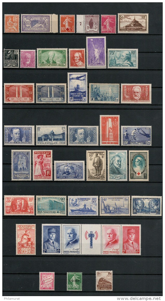 France 1900/1939 Collection Neufs ** Sans Charnière - COTE 985 &euro; - Collections
