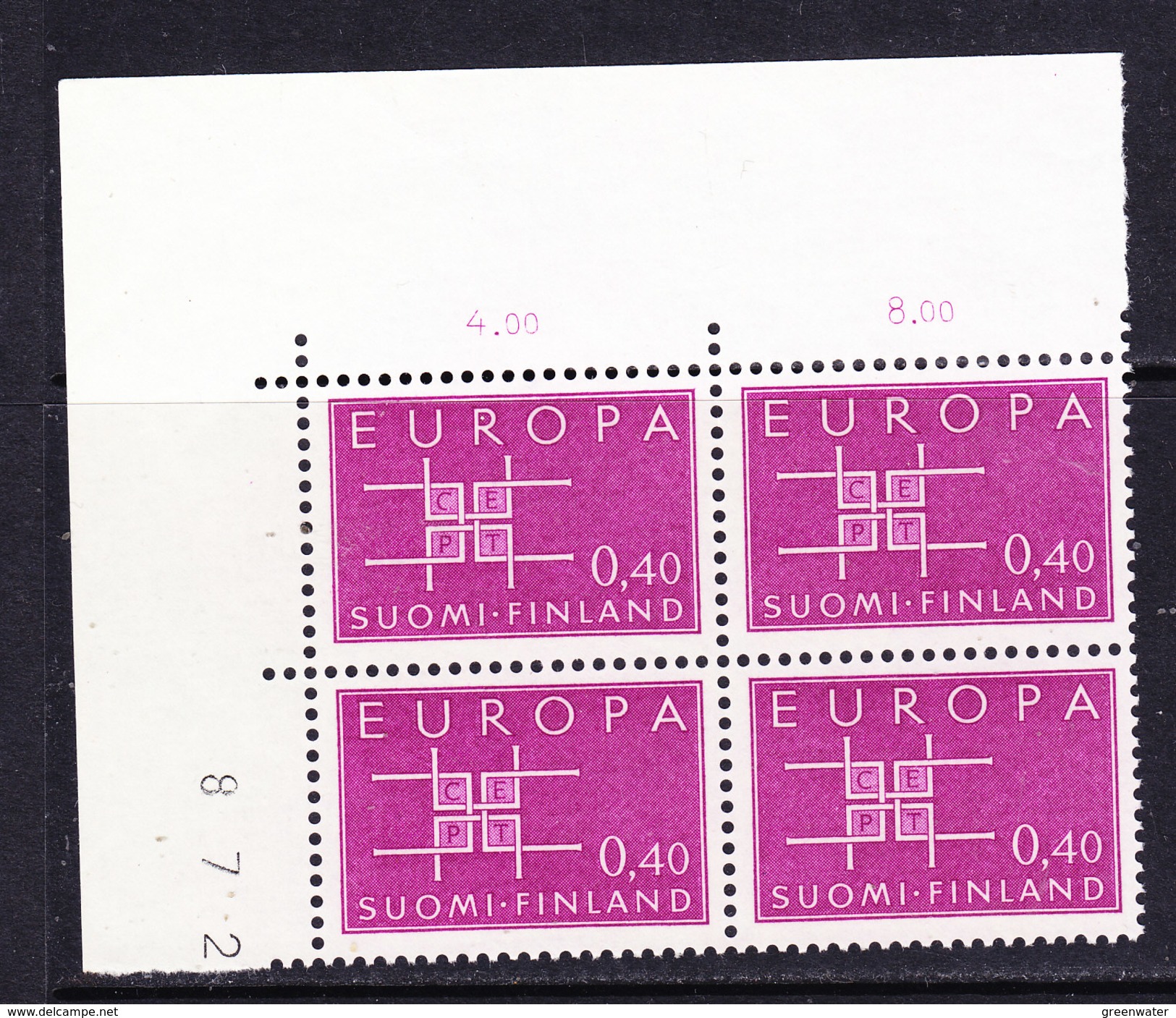 Europa Cept 1963 Finland 1v Bl Of 4  (corner)  ** Mnh (CO326) - 1963