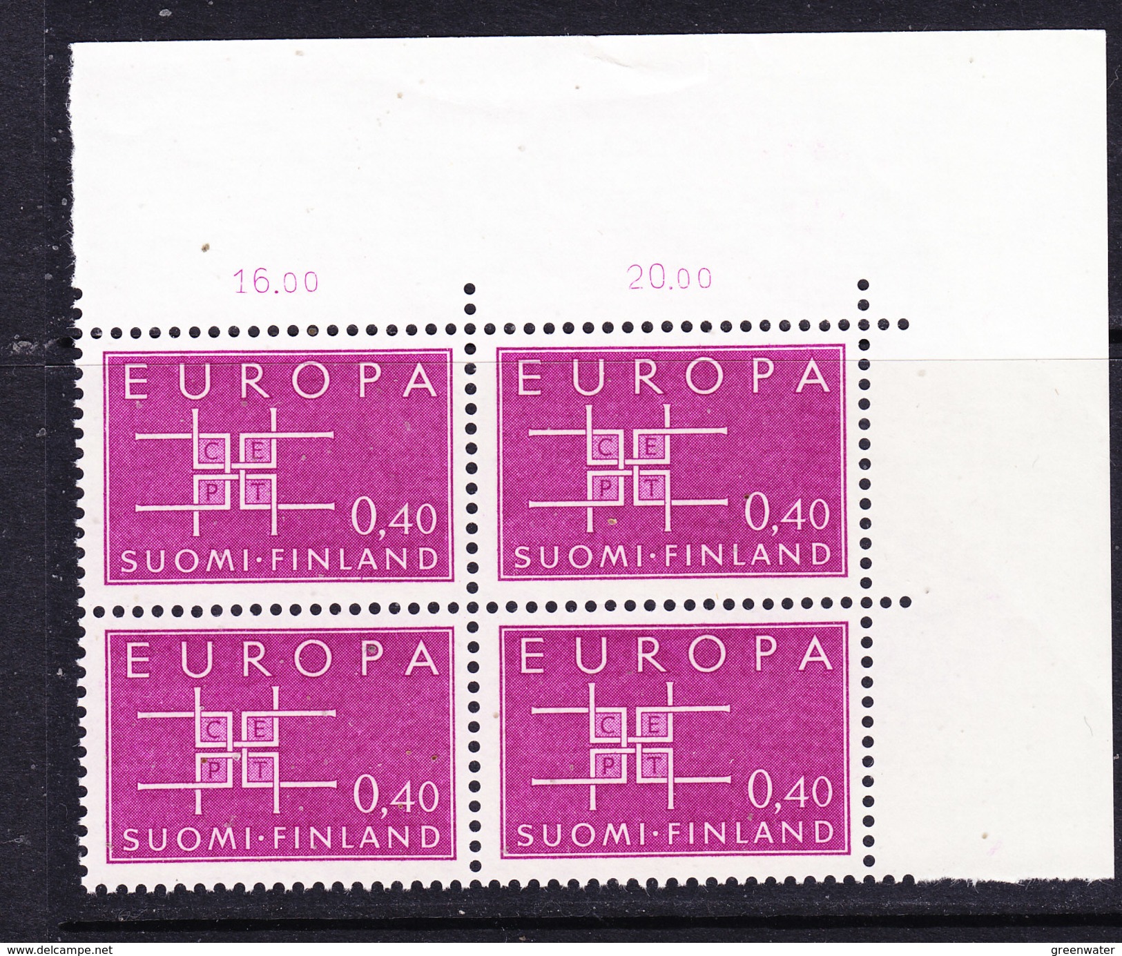 Europa Cept 1963 Finland 1v Bl Of 4  (corner)  ** Mnh (CO326) - 1963