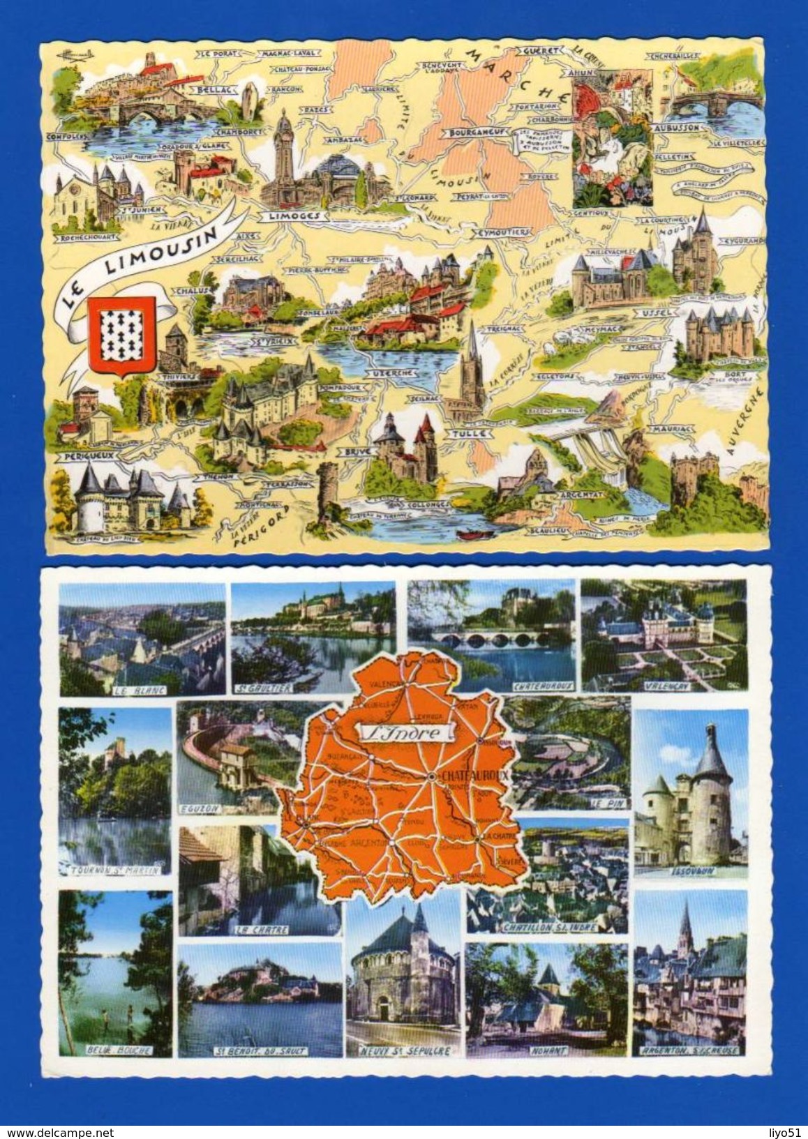 lot de 52 cartes postales fantaisies : thème départements cartes et régions . Toutes scannées .quelques rousseurs