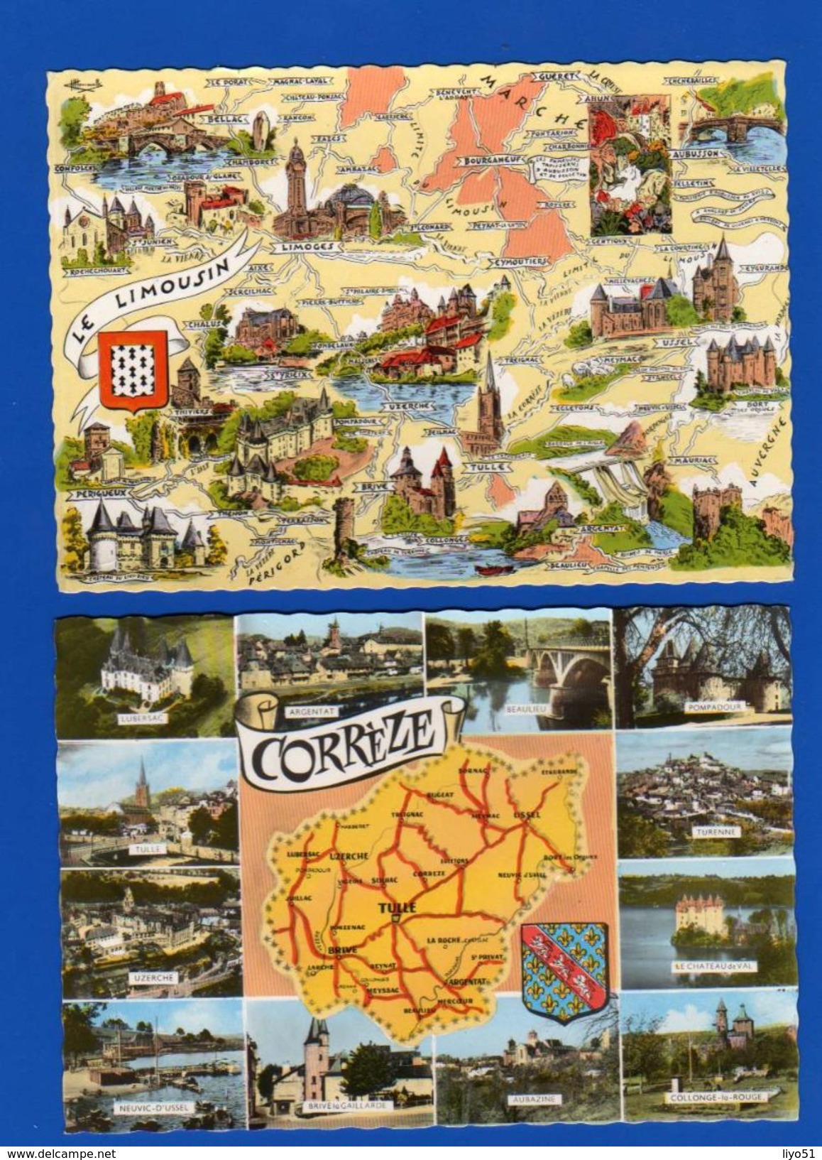 lot de 52 cartes postales fantaisies : thème départements cartes et régions . Toutes scannées .quelques rousseurs