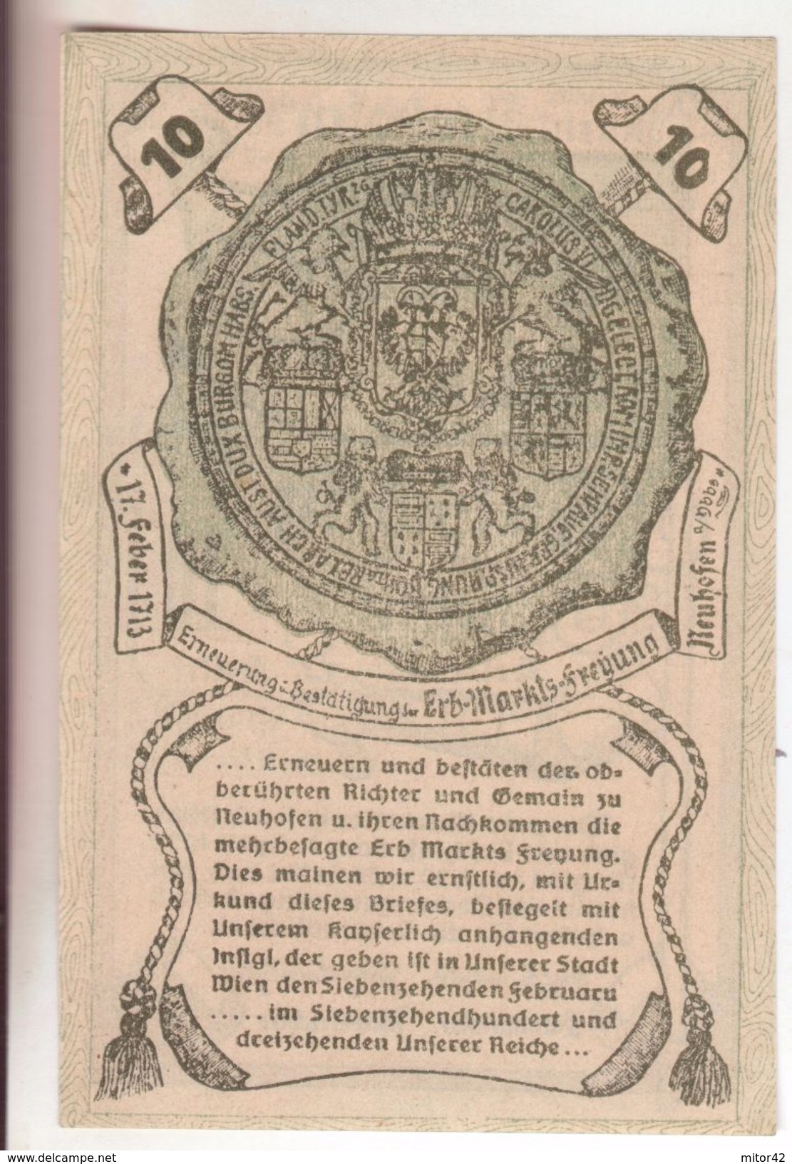 97-Banconote-Carta Moneta Di Emergenza-NOTGELD-Austria-Osterraich-Emergency Money-10 Heller-1920 - Autriche