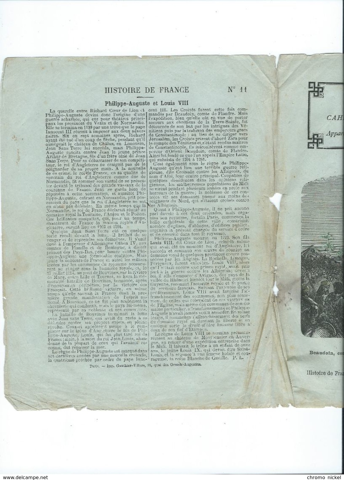 Croisades Beaudoin Constantinople Protège-cahier Couverture 225 X 175  Etat Passable Mais RR. J. Garnier - Enfants