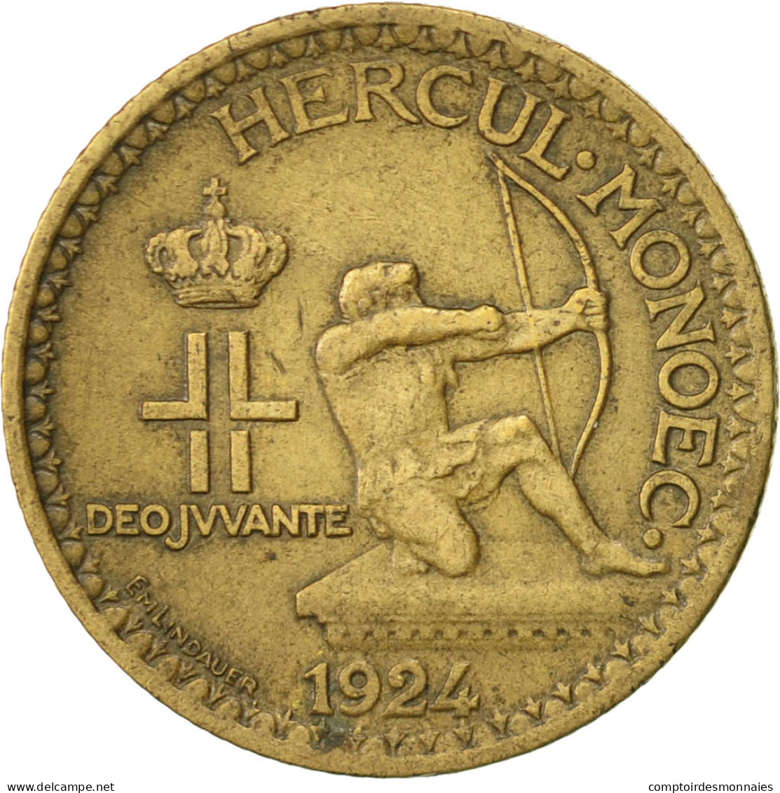 Monnaie, Monaco, Louis II, Franc, 1924, Poissy, TTB, Aluminum-Bronze, KM:111 - 1922-1949 Louis II