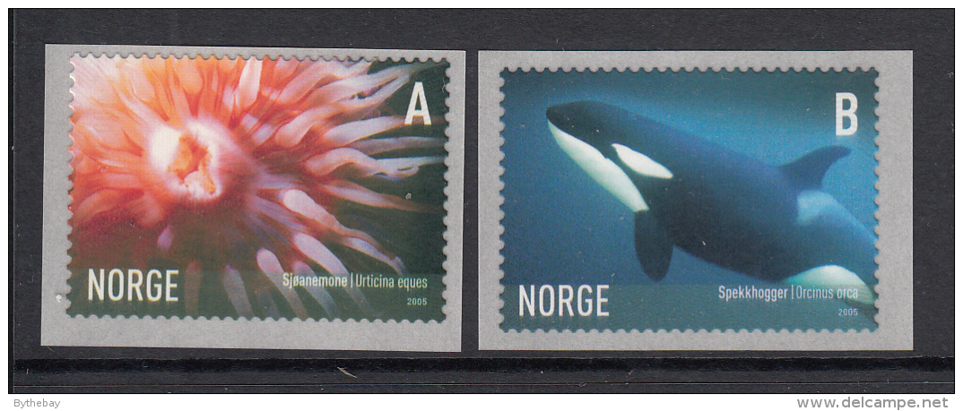 Norway 2005 Scott #1440-#1441 Set Of 2 Marine Life - Orca, Sea Anemone - Unused Stamps