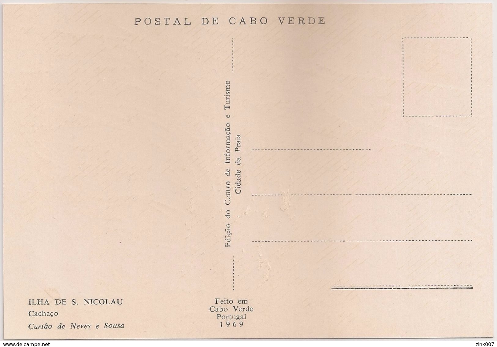 Postal Cabo Verde - Cape Verde - Ilha De S. Nicolau - Cachaço - Carte Postale - Postcard - Gravura De Neves E Sousa - Cape Verde