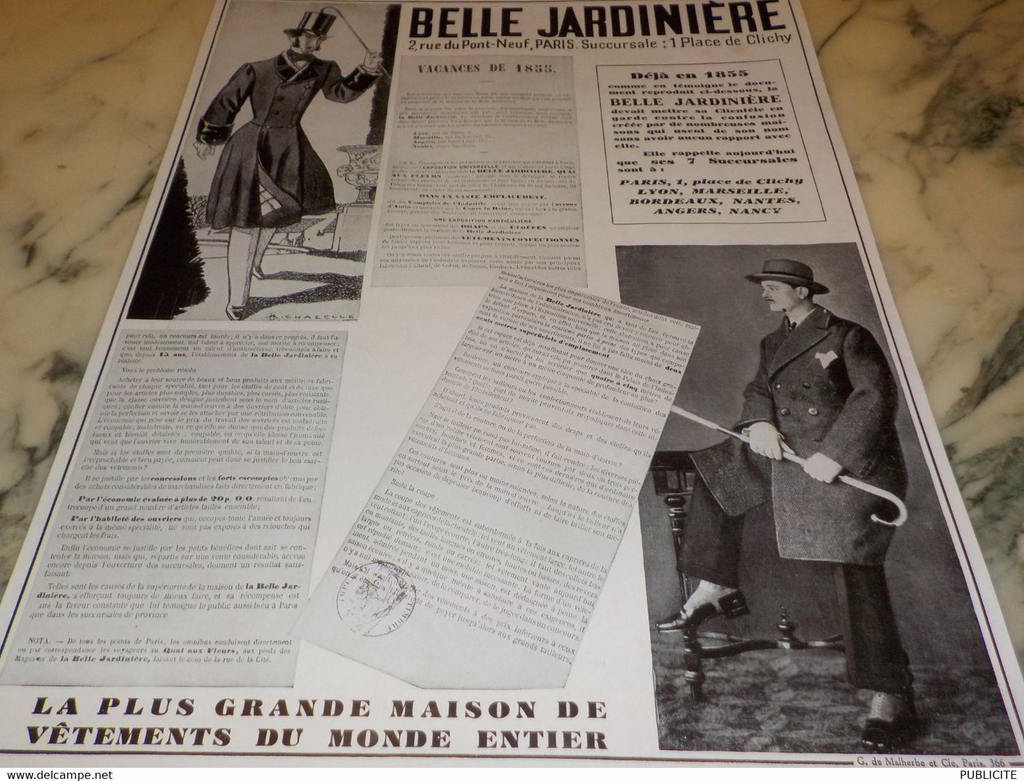 ANCIENNE PUBLICITE MAGASIN  BELLE JARDINIERE 7 SUCCURSALES 1928 - Autres & Non Classés