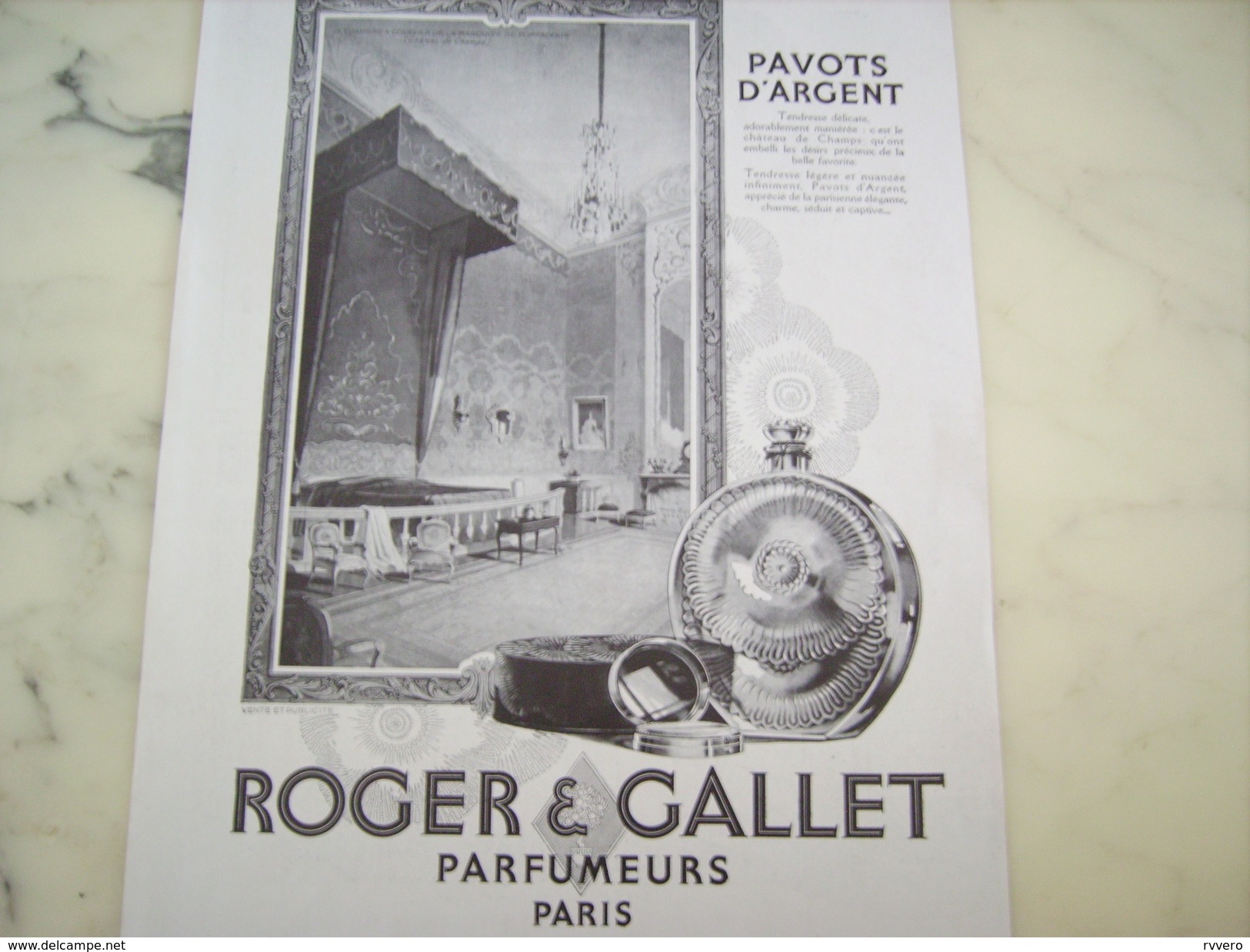 ANCIENNE PUBLICITE PARFUM PAVOTS D ARGENT TENDRESSE  DE ROGER GALLET  1928 - Autres & Non Classés