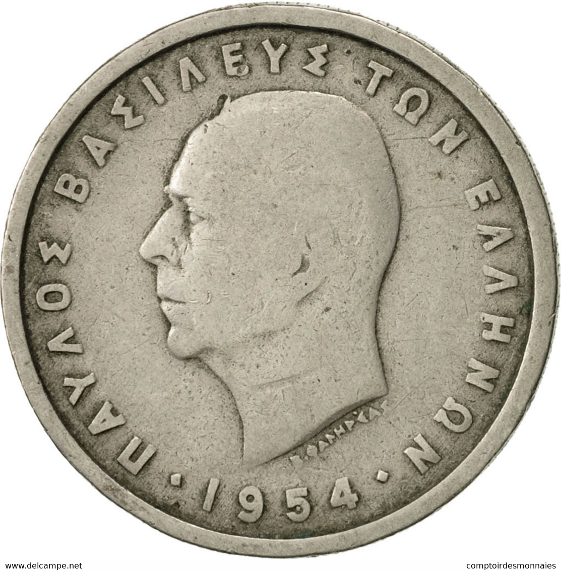 Monnaie, Grèce, Paul I, 2 Drachmai, 1954, TB, Copper-nickel, KM:82 - Grèce