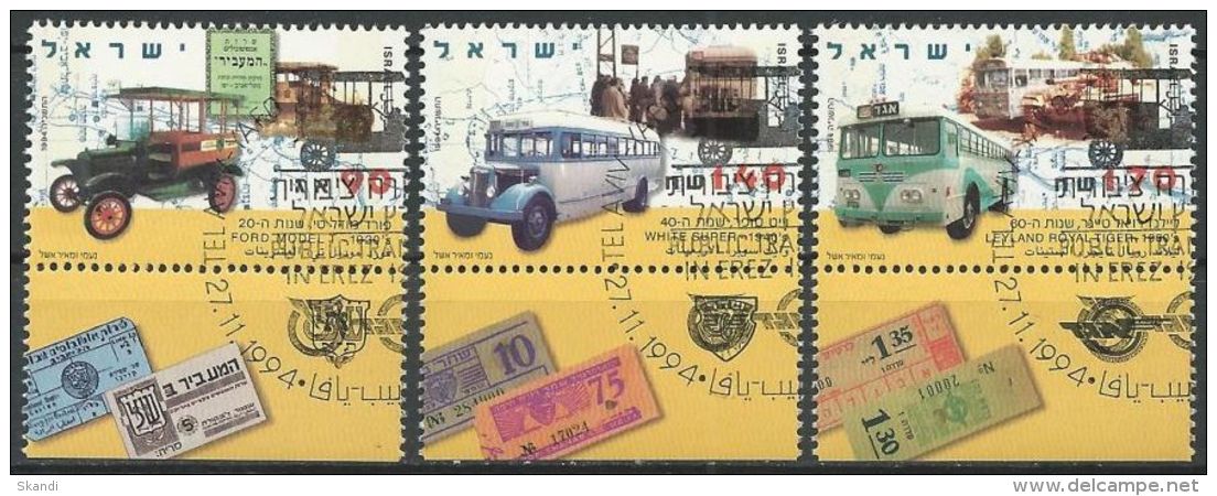 ISRAEL 1994 Mi-Nr. 1318/20 YI Jede Marke Mit 2 Phosphorstreifen O Used - Aus Abo - Used Stamps (with Tabs)