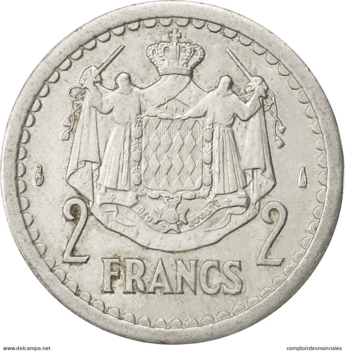 Monnaie, Monaco, 2 Francs, Undated (1943), TTB+, Aluminium, Gadoury:MC 133 - 1922-1949 Louis II