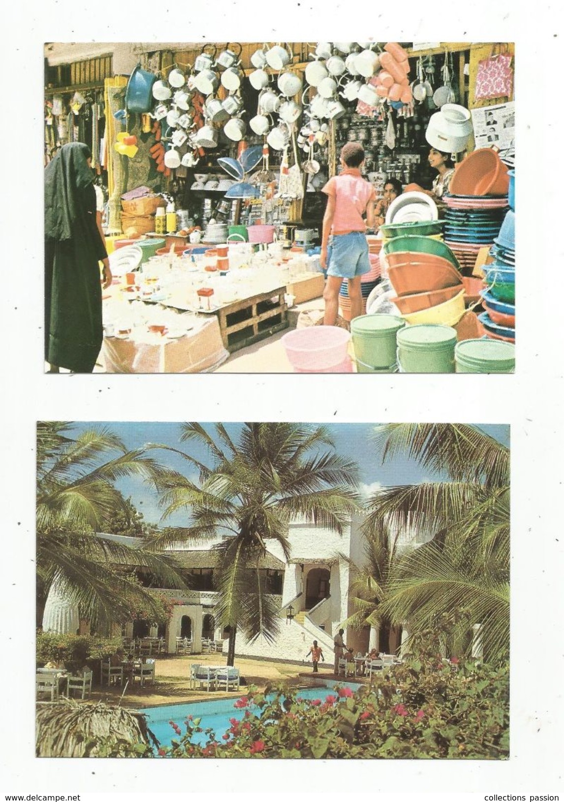 Cp , KENYA , MOMBASSA , Serena Beach Hotel , Biashara Street , Vierges , MAGASIN ,  LOT DE 2 CARTES POSTALES - Kenya