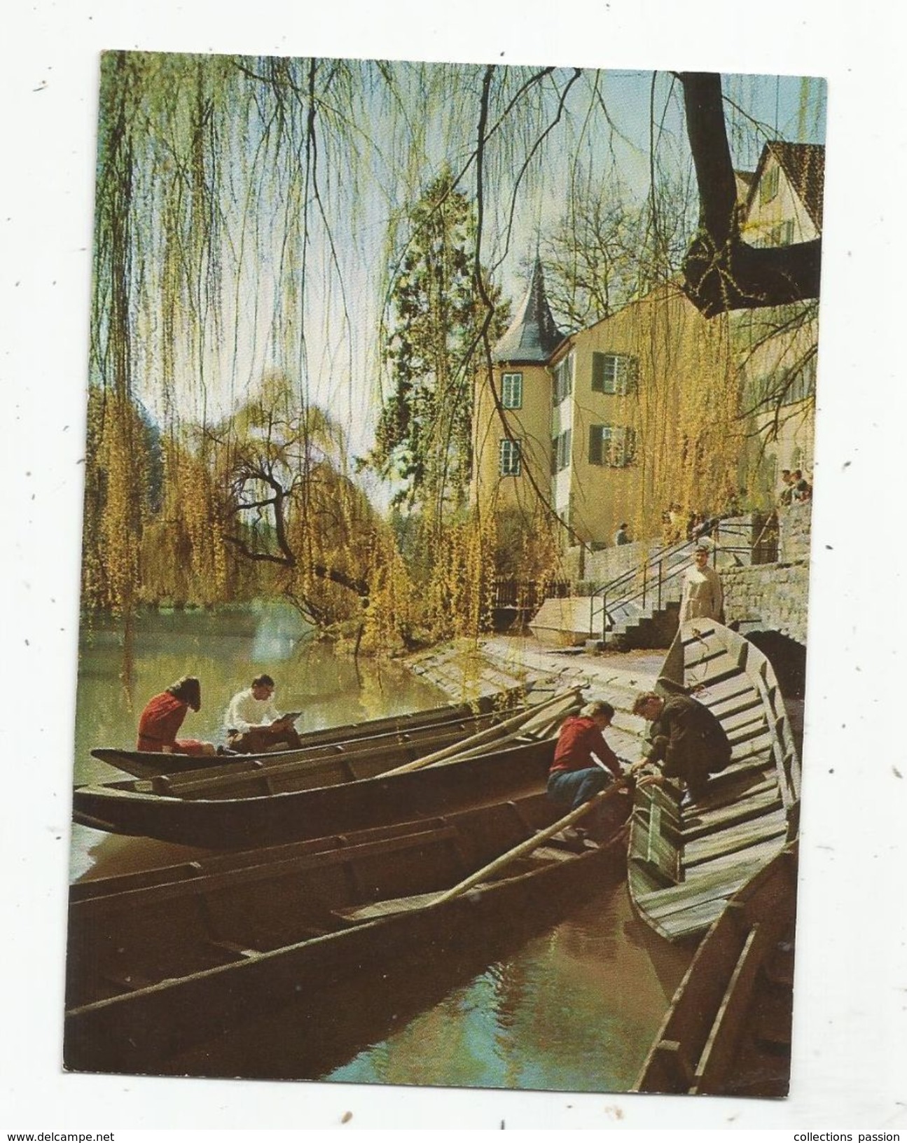 Cp , Allemagne , Universitätsstadt TÜBINGEN , Am Neckar Mit Hölderlinturm , Voyagée , Barques - Tuebingen