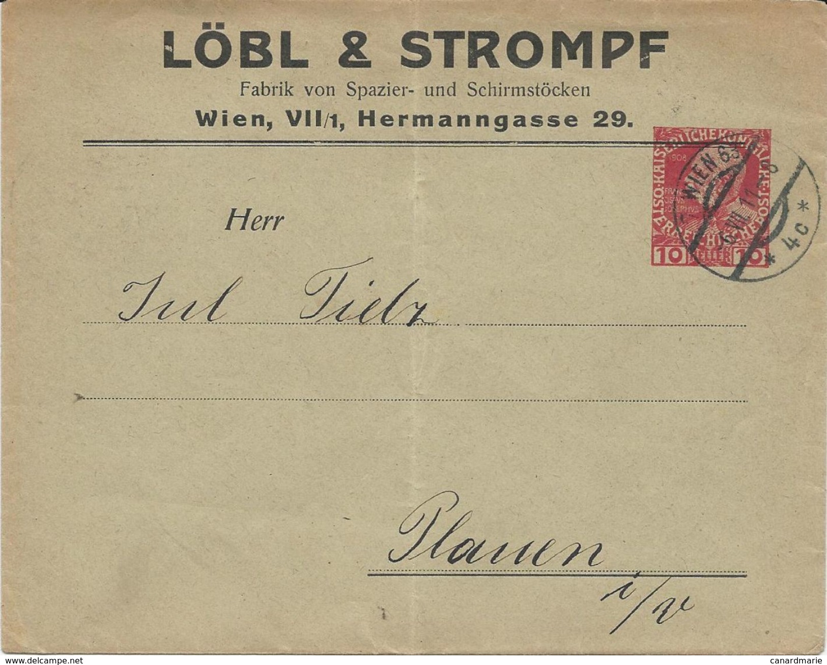 2 ENTIERS COMMERCIAUX PRIVES 1911 LÖBL§STROMPF - Sonstige & Ohne Zuordnung