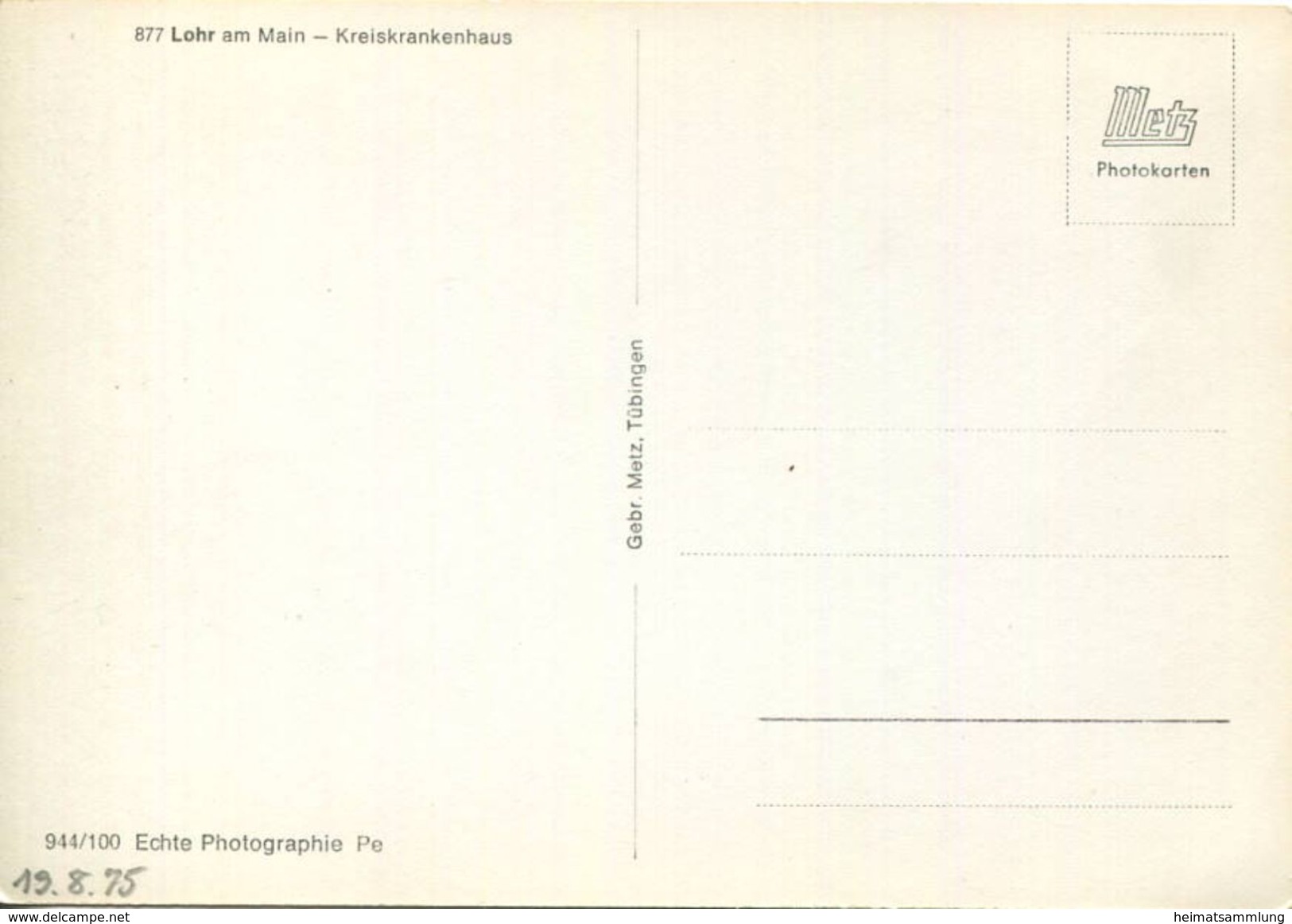 Lohr Am Main - Kreiskrankenhaus - Foto-AK Grossformat - Verlag Gebr. Metz Tübingen - Lohr