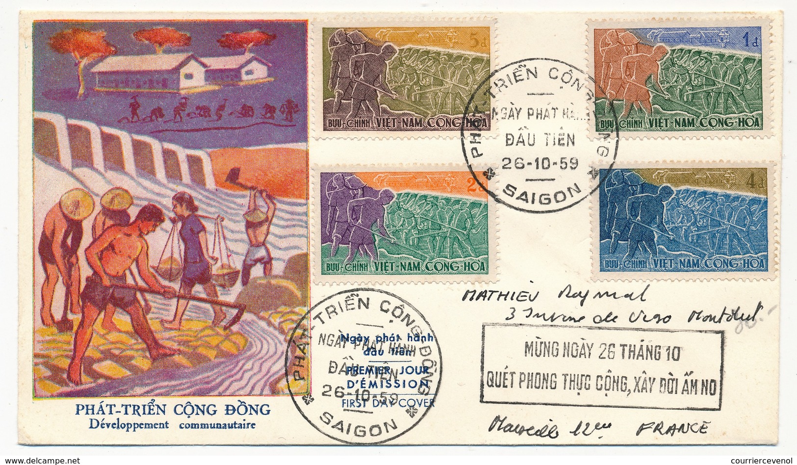 VIET-NAM - FDC - Développement Communautaire - Saigon - 26/10/1959 - Viêt-Nam