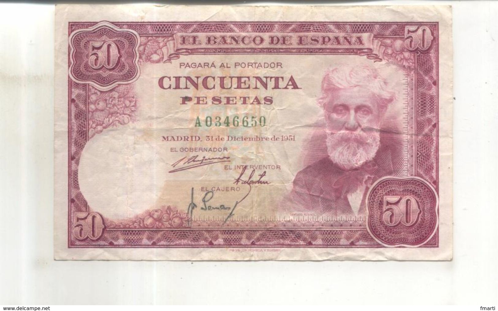 Billet El Banco De Espana, 50 Pesetas, 31 De Diciembre De 1951 - 50 Pesetas