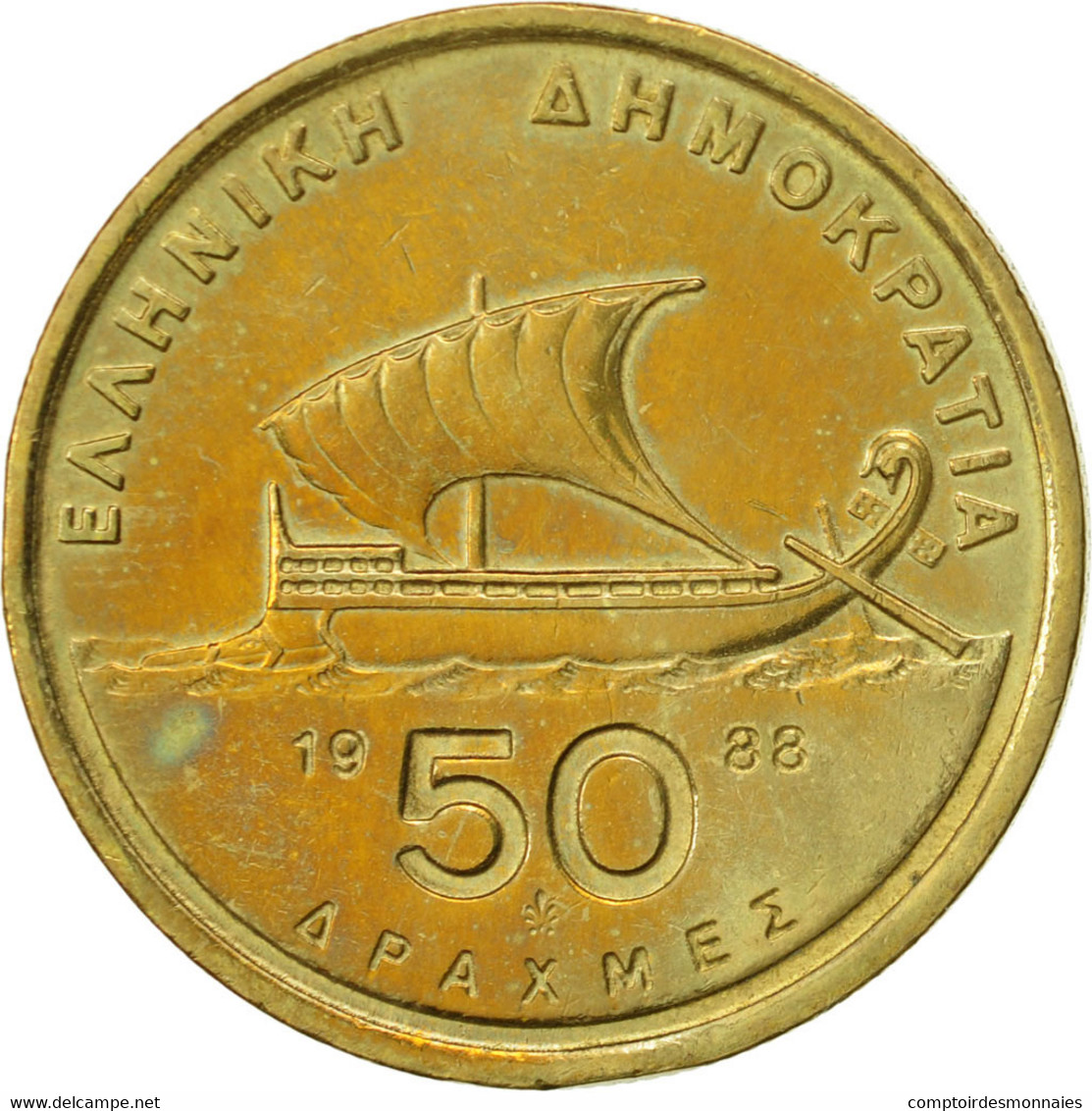 Monnaie, Grèce, 50 Drachmes, 1988, TTB+, Aluminum-Bronze, KM:147 - Grèce