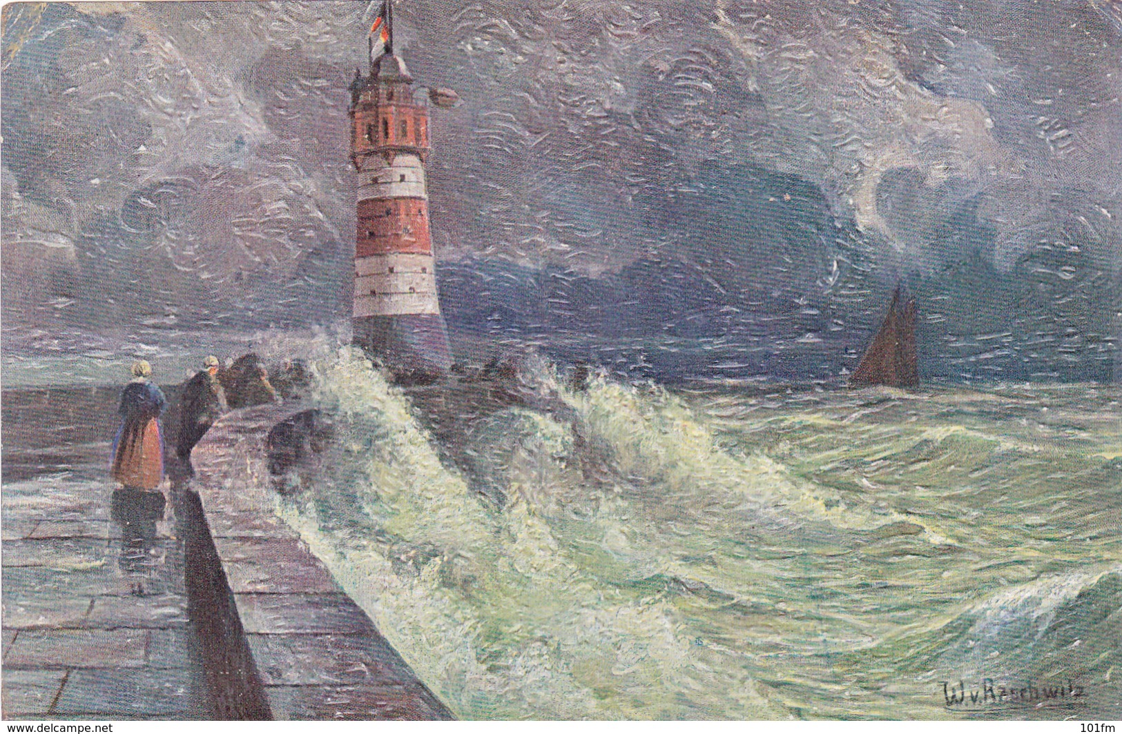 Leuchtturm - Lighthouse, Painter Arts - W.v. Raschwitz - Lighthouses