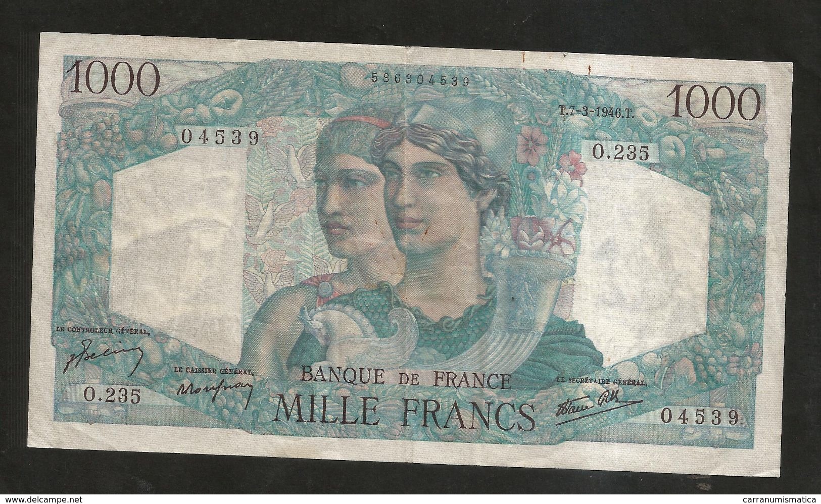 FRANCE - BANQUE De FRANCE - 1000 Francs MINERVE Et HERCULE - (T. 7 - 3 - 1946) - 1 000 F 1945-1950 ''Minerve Et Hercule''