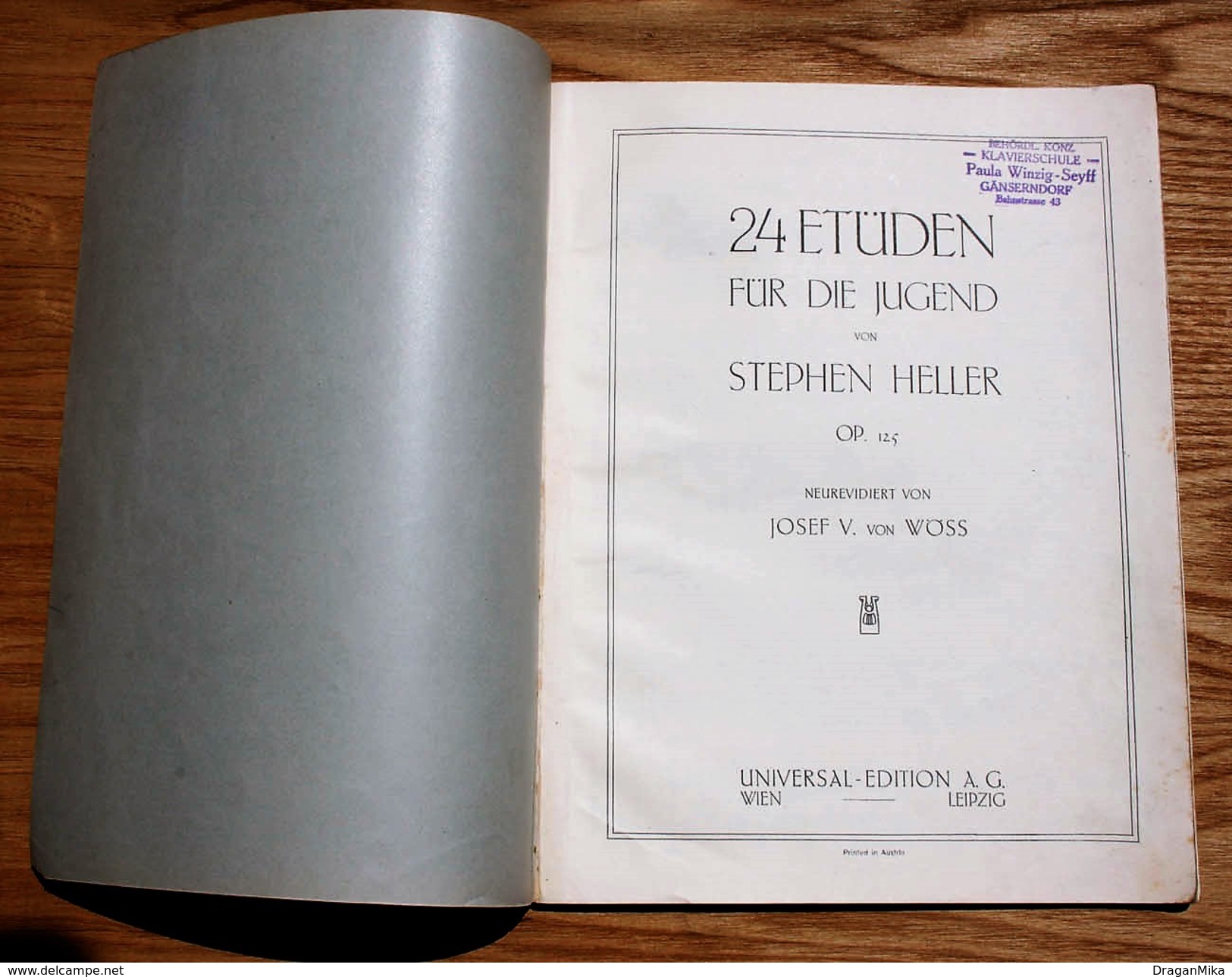 STEPHEN HELLER - 24 ETUDE FOR YOUNG OP. 125 - Music Notebook - Austria, RARE, FREE SHIPPING - Musique