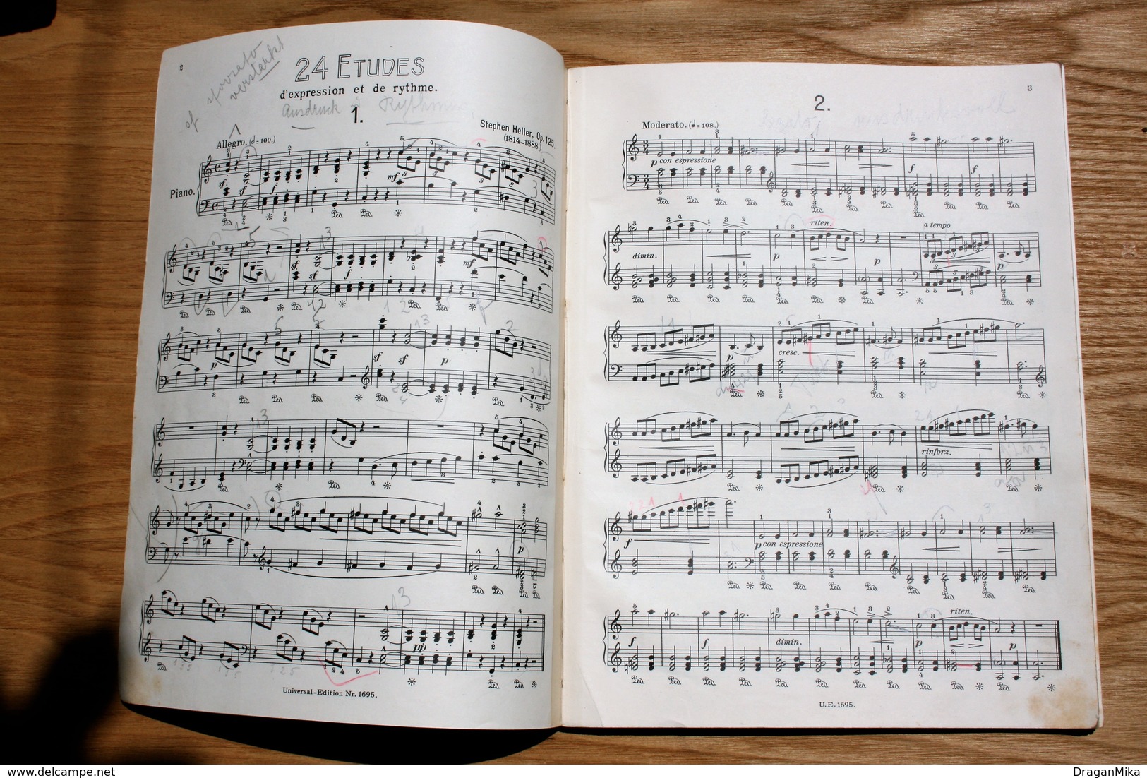 STEPHEN HELLER - 24 ETUDE FOR YOUNG OP. 125 - Music Notebook - Austria, RARE, FREE SHIPPING - Musique