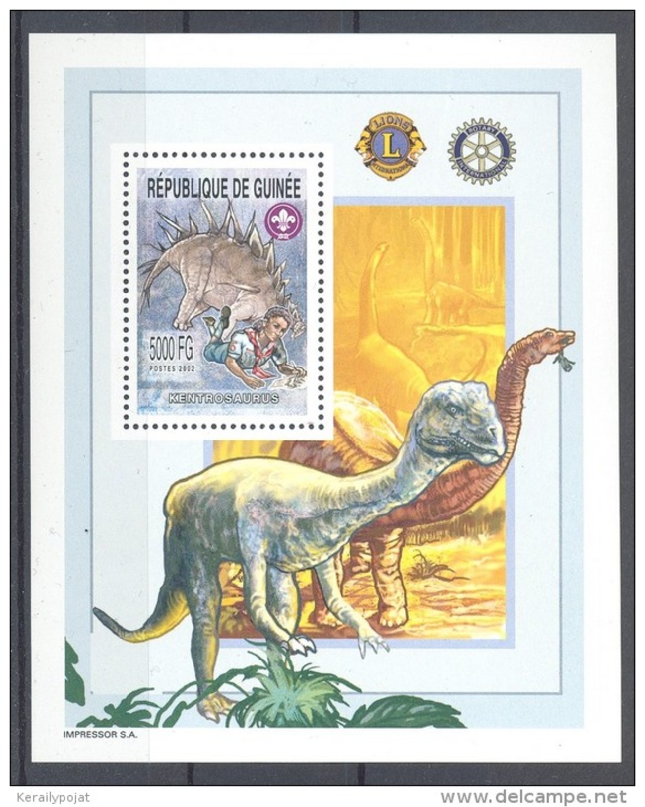 Guinea - 2002 Scouts And Prehistoric Animals Block (3) MNH__(TH-12013) - Guinea (1958-...)