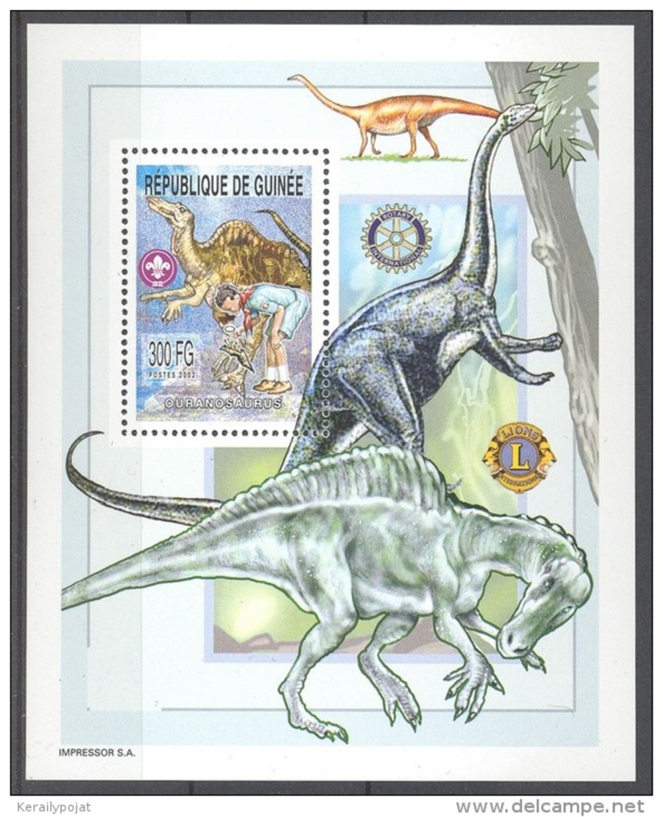 Guinea - 2002 Scouts And Prehistoric Animals Block (2) MNH__(TH-12020) - Guinee (1958-...)