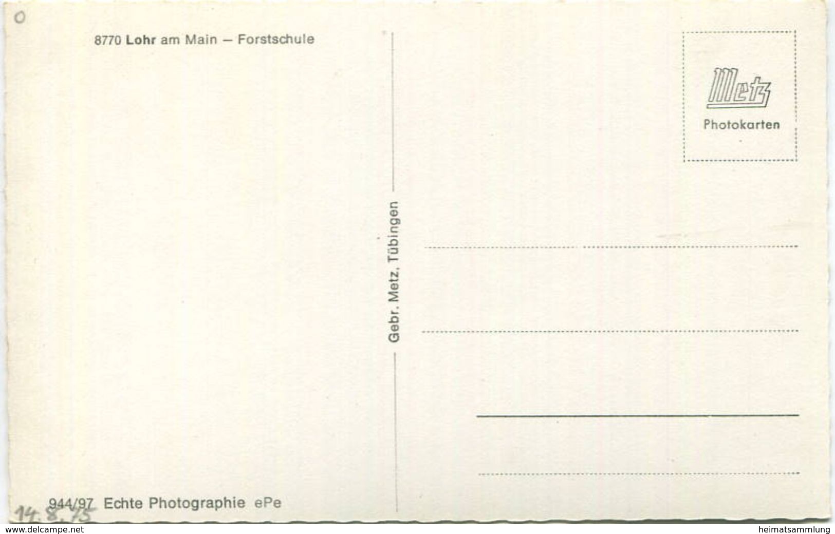 Lohr - Forstschule - Foto-AK - Verlag Gebr. Metz Tübingen - Lohr