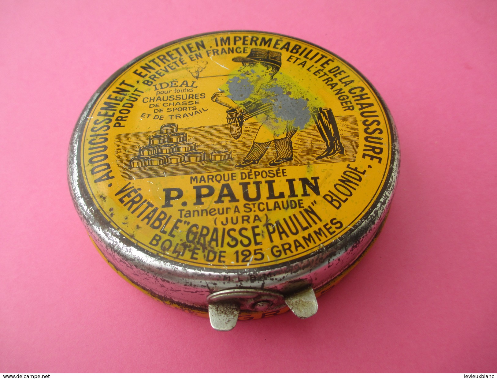 Boite Métallique Ancienne/Produit D'Entretien/Graisse Paulin/Pour Chaussures/Saint Claude/JURA/Vers 1930-1950    BFPP119 - Boxes