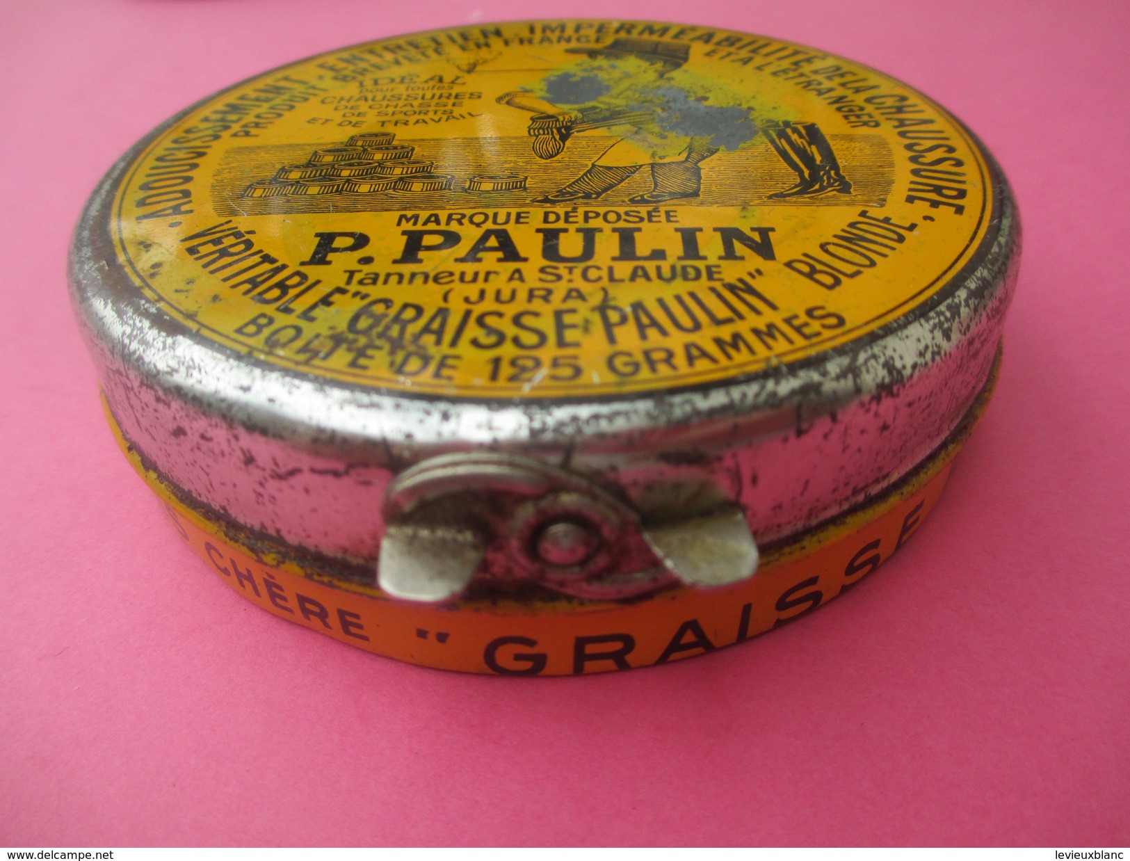 Boite Métallique Ancienne/Produit D'Entretien/Graisse Paulin/Pour Chaussures/Saint Claude/JURA/Vers 1930-1950    BFPP119 - Cajas