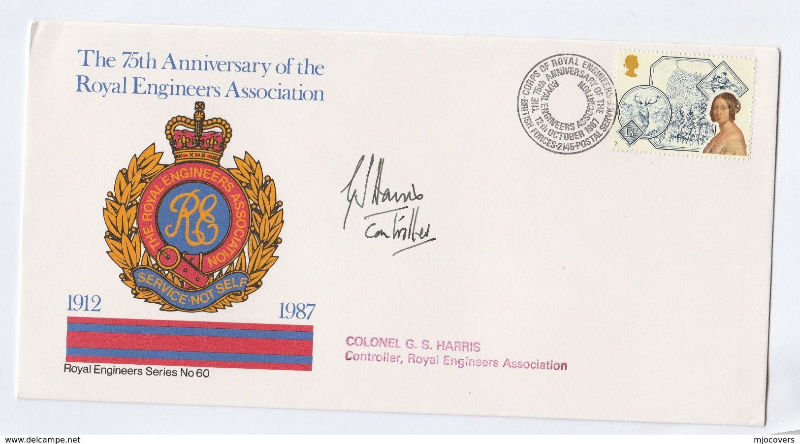 1987 SIGNED By Col GS HARRIS  Royal Engineers EVENT COVER GB Stamps British Forces - Militaria