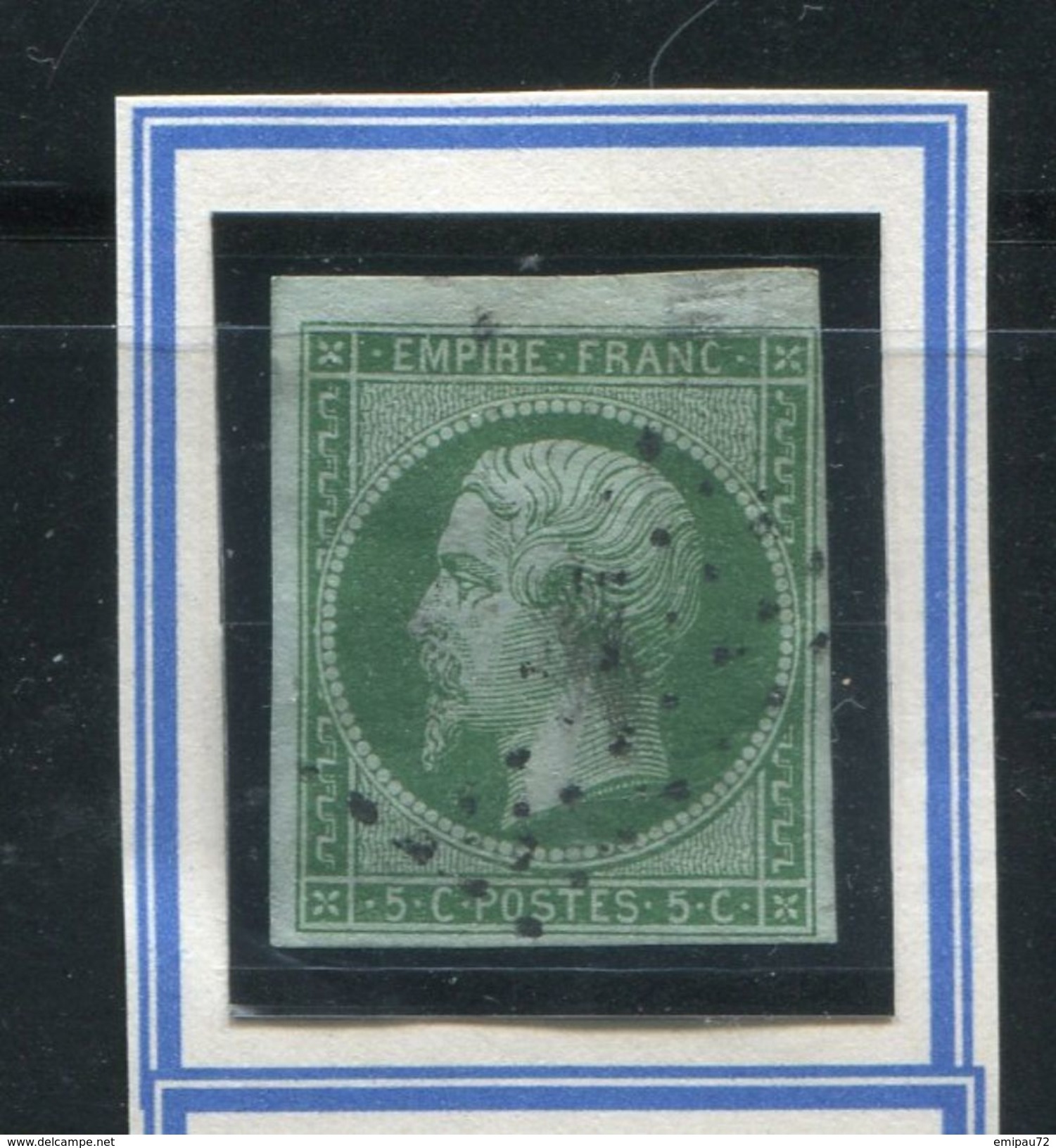 FRANCE- Y&T N°12c)- Vert Foncé Sur Vert- Oblitéré - 1853-1860 Napoléon III