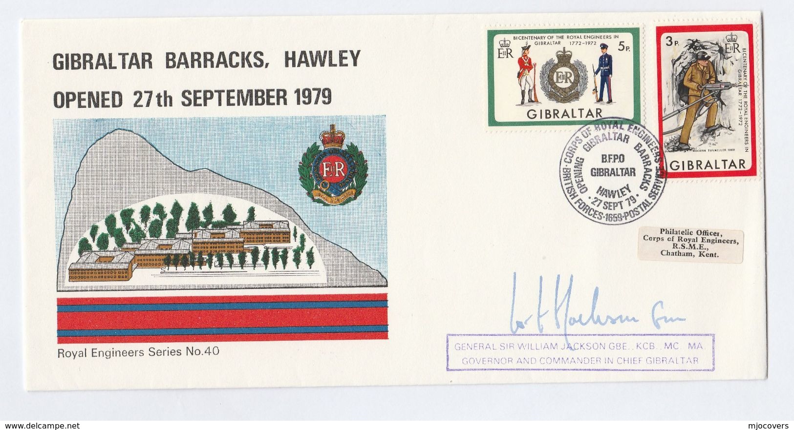 SIGNED By GOVERNOR Of GIBRALTAR Sir William JACKSON Royal Engineers EVENT COVER Stamps  British Forces - Gibraltar