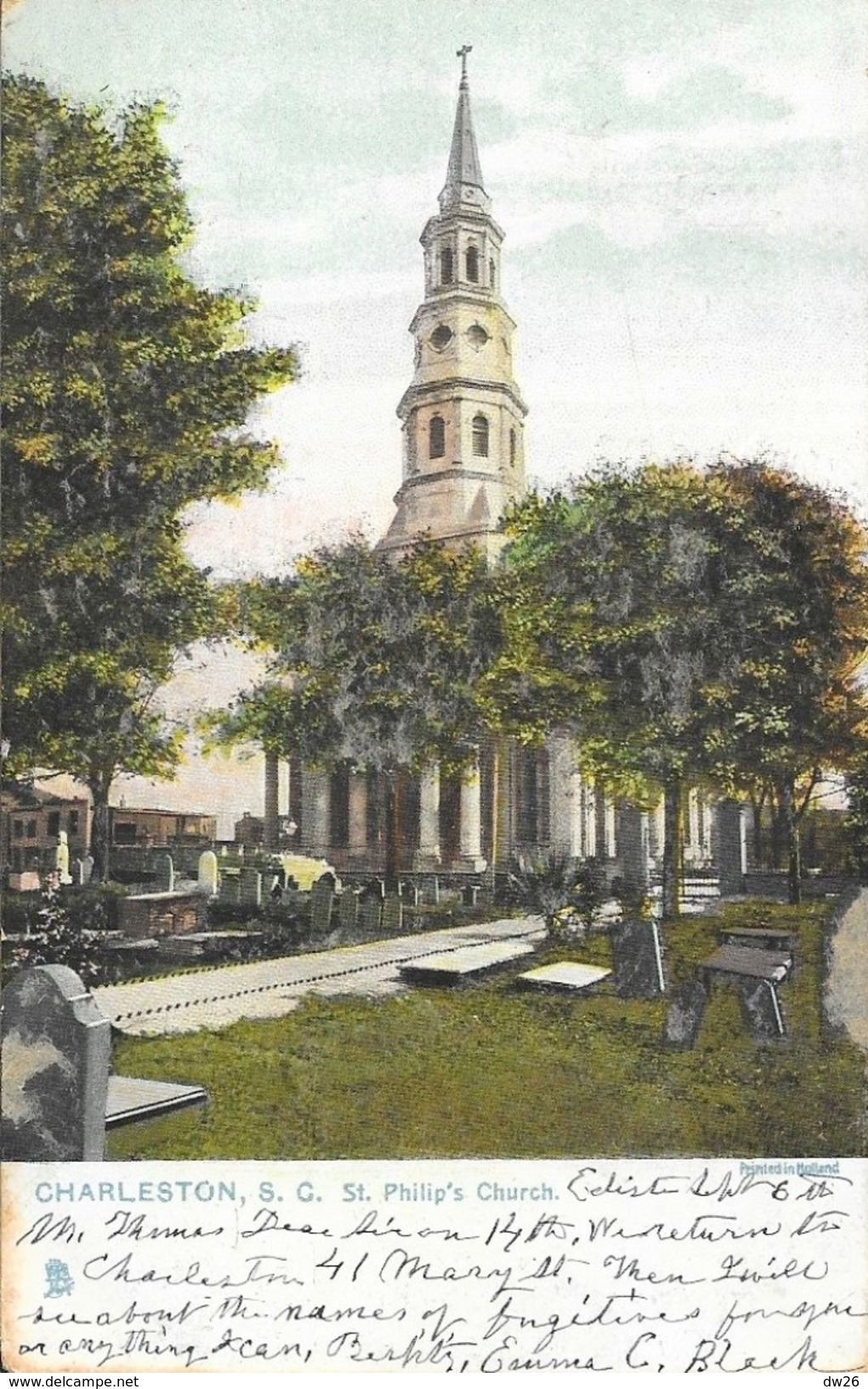 Charleston South Carolina (SC) - St Philip's Church - Raphael Tuck & Sons - Charleston