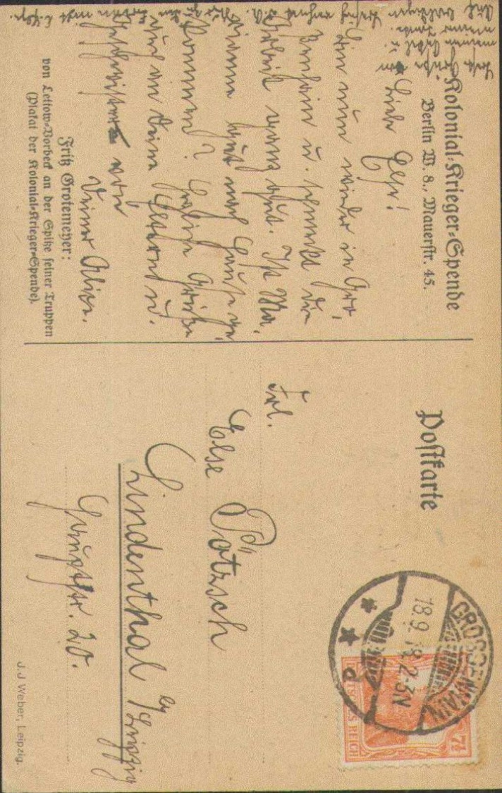 Von Lettow Vorbeck, Kolonial-Krieger-Spende, Postkarte, Großenhain, Weltkrieg 1914-18, Militaria - Guerre 1914-18