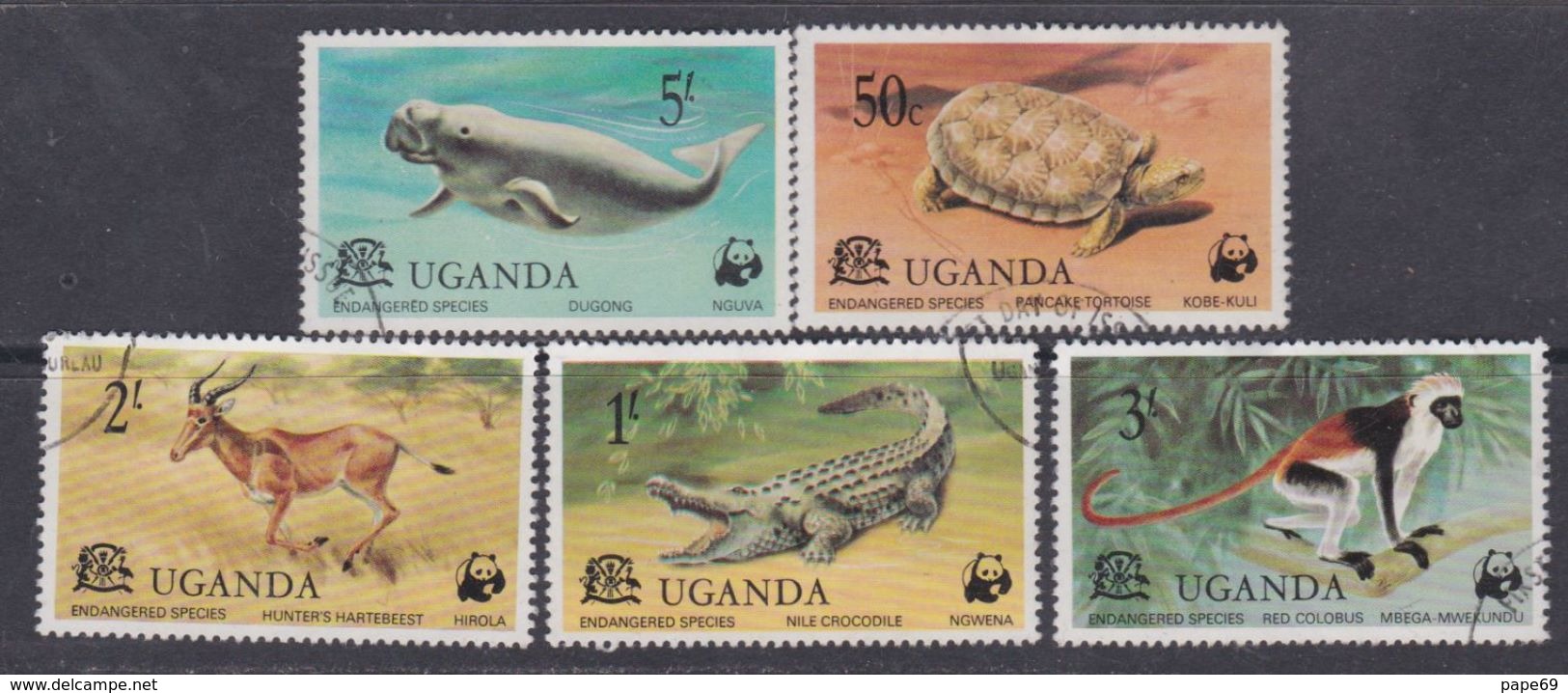 Ouganda N° 142 / 46 O Faune En Danger De Disparition, La Série Des 5 Valeurs Oblitérées, Sinon TB - Uganda (1962-...)