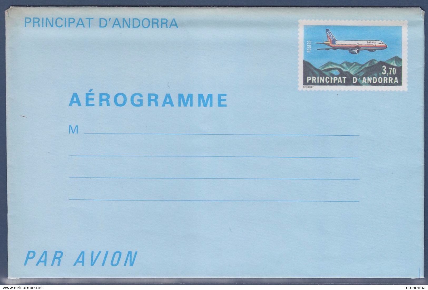 = Principauté D'Andorre Aérogramme Principat D'Andorra Avion Airbus A310 Survolant Lac D'Engolasters - Ganzsachen & Prêts-à-poster